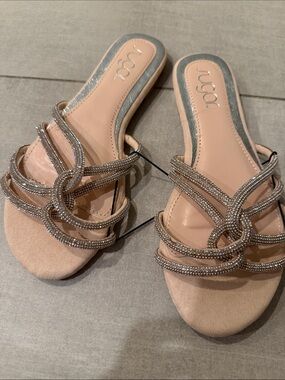 Sugar Blush Beaded Knot Slide Sandals